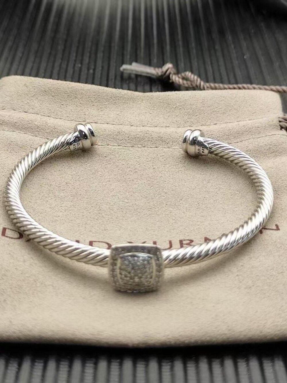 David Yurman Silver Twisted Bracelet With Gemstone